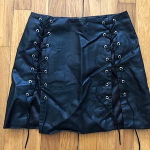 Leather lace up skirt
